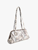 Yılan Derisi Desenli Fermuarlı Saplı Omuz Çantası
