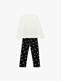 Snoopy Baskılı Lisanslı Uzun Kollu Bisiklet Yaka Pamuklu Pijama Takımı