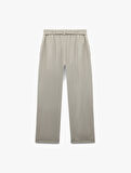 Viskon Kumaş Regular Fit Cepli Pile Detaylı Kemerli Culotte Kumaş Pantolon