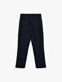 Beli Bağcıklı Düğmeli Duble Paça Esnek Slim Fit Pantolon