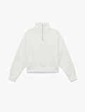 Rahat Kalıp Modal Kumaş Uzun Kollu Dik Yaka Yarım Fermuarlı Sweatshirt