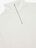 Rahat Kalıp Modal Kumaş Uzun Kollu Dik Yaka Yarım Fermuarlı Sweatshirt