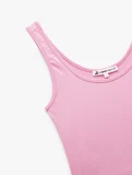 U Yaka Slim Fit Kolsuz Basic Crop Bluz