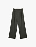 Cepli Pile Detaylı Geniş Paça Baggy Kumaş Pantolon