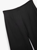 Yüksek Bel Culotte Fit Kısa Geniş Paça Kumaş Pantolon