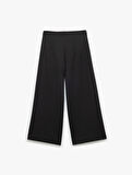 Yüksek Bel Culotte Fit Kısa Geniş Paça Kumaş Pantolon