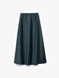 Standart Bel Regular Fit Saten Midi Etek