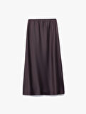 Standart Bel Regular Fit Saten Midi Etek