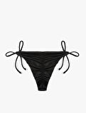 Düşük Bel Arkası Drape Detaylı İpli Brazilian Bikini Altı