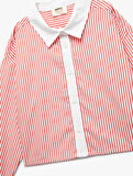 Pamuklu Uzun Kollu Çizgili Crop Gömlek