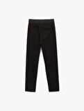 Slim Fit Cepli Yüksek Bel Cigarette Kumaş Pantolon