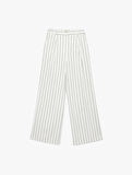 Pileli Çizgili Viskon Karışımlı Geniş Paça Pantolon