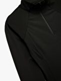Uzun Kollu Dik Yaka Yarım Fermuarlı Spor Sweatshirt
