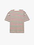 Pamuklu Kısa Kollu Bisiklet Yaka Basic Çizgili Tişört