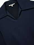 Regular Fit Üç İplik Uzun Kollu Polo Yaka Sweatshirt