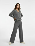 Uzun Kollu Rahat Kalıp V Yaka Pijama Üstü
