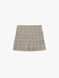 Kalın Piliseli Ekose Mini Etek
