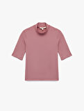 Slim Fit Pamuklu 3/4 Kol Dik Yaka Tişört