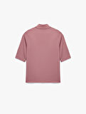 Slim Fit Pamuklu 3/4 Kol Dik Yaka Tişört