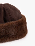 Süet Görünümlü Suni Kürk Detaylı Şapka