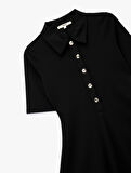 Slim Fit Kısa Kollu Yarım Düğme Detaylı Polo Yaka Mini Şort Tulum