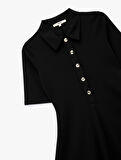Slim Fit Kısa Kollu Yarım Düğme Detaylı Polo Yaka Mini Şort Tulum