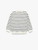 Şardonlu Uzun Kollu Oversize Pamuklu Düğmeli Polo Yaka Sweatshirt