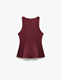 Slim Fit Kolsuz Bisiklet Yaka Peplum Bluz