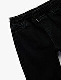 Pamuklu Beli Bağcıklı Rahat Kalıp Cep Detaylı Jogger Jean Pantolon