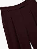 Yüksek Bel Cepli Nervürlü Krep Palazzo Pantolon