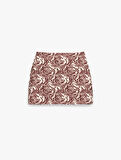 Slim Fit Floral Desenli Mini Etek