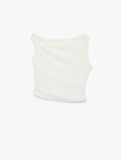 Slim Fit Metal Aksesuarlı Drapeli Asimetrik Yaka Kolsuz Bluz