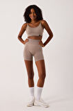 Aura Spor Şort Yüksek Bel Esnek Şekillendirici ve Toparlayıcı Seamless Tayt Kısa Şort