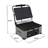 Enazon 12 Dilim Elektrikli Döküm Tost Makinesi  1550 W. - Döküm 35x24 - 11,75 Kg - İnoks - Sarı