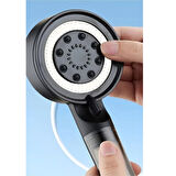 Mucit Home Duş başlığı Siyah  5 Fonksiyonlu Çelik Su Tasarruflu Filtreli Turbo Jet duş Başlığı