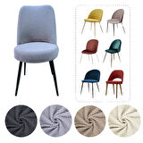 Mucit Home   , Oval Sandalye Kılıfı ,Bambu Kareli Kumaş Esnek Lastikli, Açık Gri 6 Adet