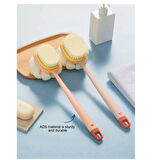 Mucit Home  2'si 1 arada kıl ve lif kabağı ile duş vücut fırçası Uzun Saplı Sırt Fırçası