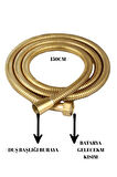 5 Fonksiyonlu Gold Duş Başlıklı  Gold Spiral Hortumlu Duş Seti