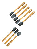 Mucit Home GRİ 8'li Bambu Saplı Silikon Uçlu Spatula Fırçalı Kaşık Seti