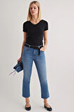 Julia 156 NORMAL BEL LACİVERT CROP FLARE JEANS KADIN
