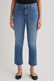 Julia 156 NORMAL BEL LACİVERT CROP FLARE JEANS KADIN