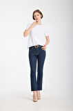 Julia 92 NORMAL BEL KOYU RINSE CROP FLARE JEANS KADIN