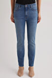 Julia 116 NORMAL BEL MAVİ CROP FLARE JEANS KADIN