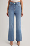 Milan 228 YÜKSEK BEL AÇIK MAVİ İSPANYOL FLARE BOOTCUT JEANS KADIN