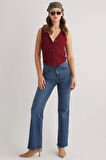 Milan 298 YÜKSEK BEL MAVİ İSPANYOL FLARE BOOTCUT JEANS KADIN