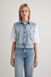 Maria 1000 AÇIK MAVİ NORMAL FIT JEAN YELEK KADIN