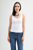 Cuello 82004 Dar Kesim Beyaz Kadın U Yaka Basic Atlet