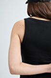 Cuello 82004 Dar Kesim Siyah Kadın U Yaka Basic Atlet