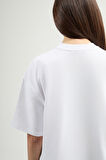 Lucia 82001 Oversize Crop Beyaz Kadın Basic T-Shirt