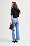 Lucia 82001 Oversize Crop Siyah Kadın Basic T-Shirt